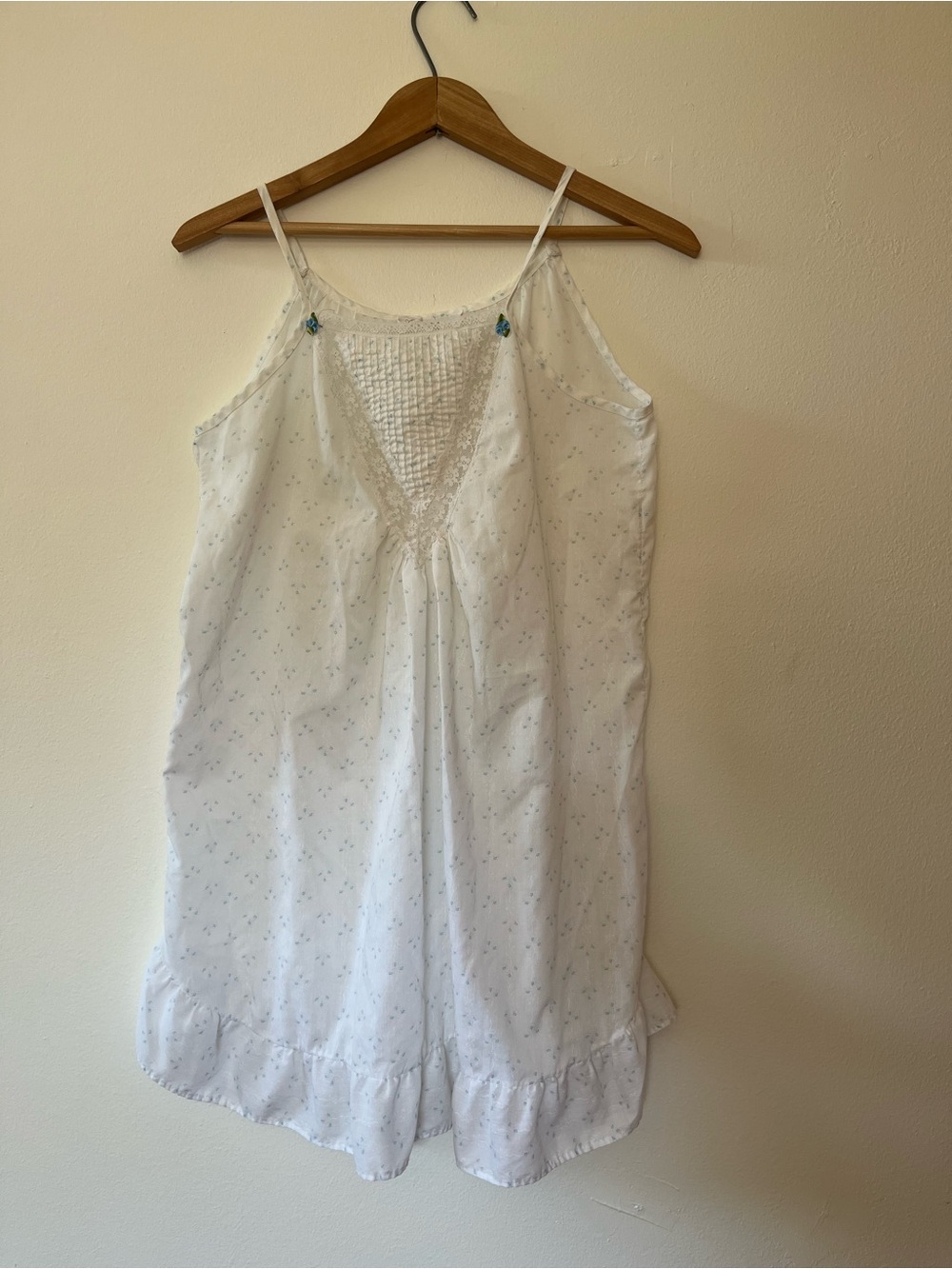 White Women's Lace Trim Chemise Slip Dress